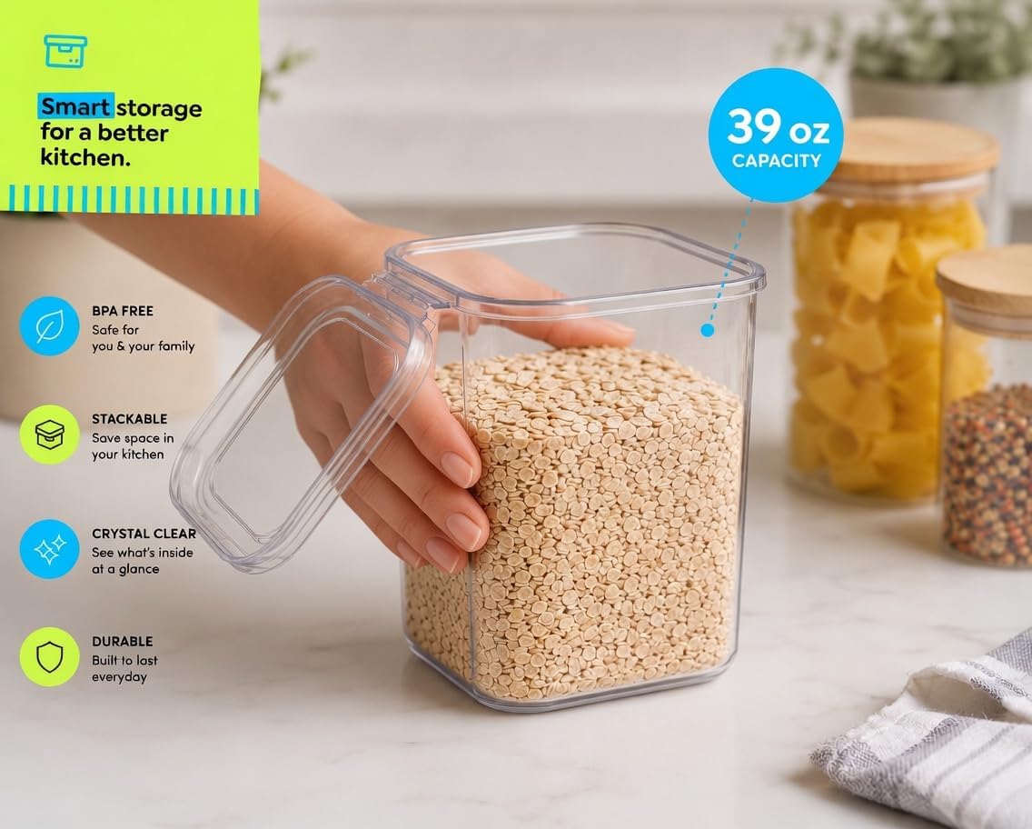 10 Pack 39 Oz Small Food Storage Containers with Attached Lids