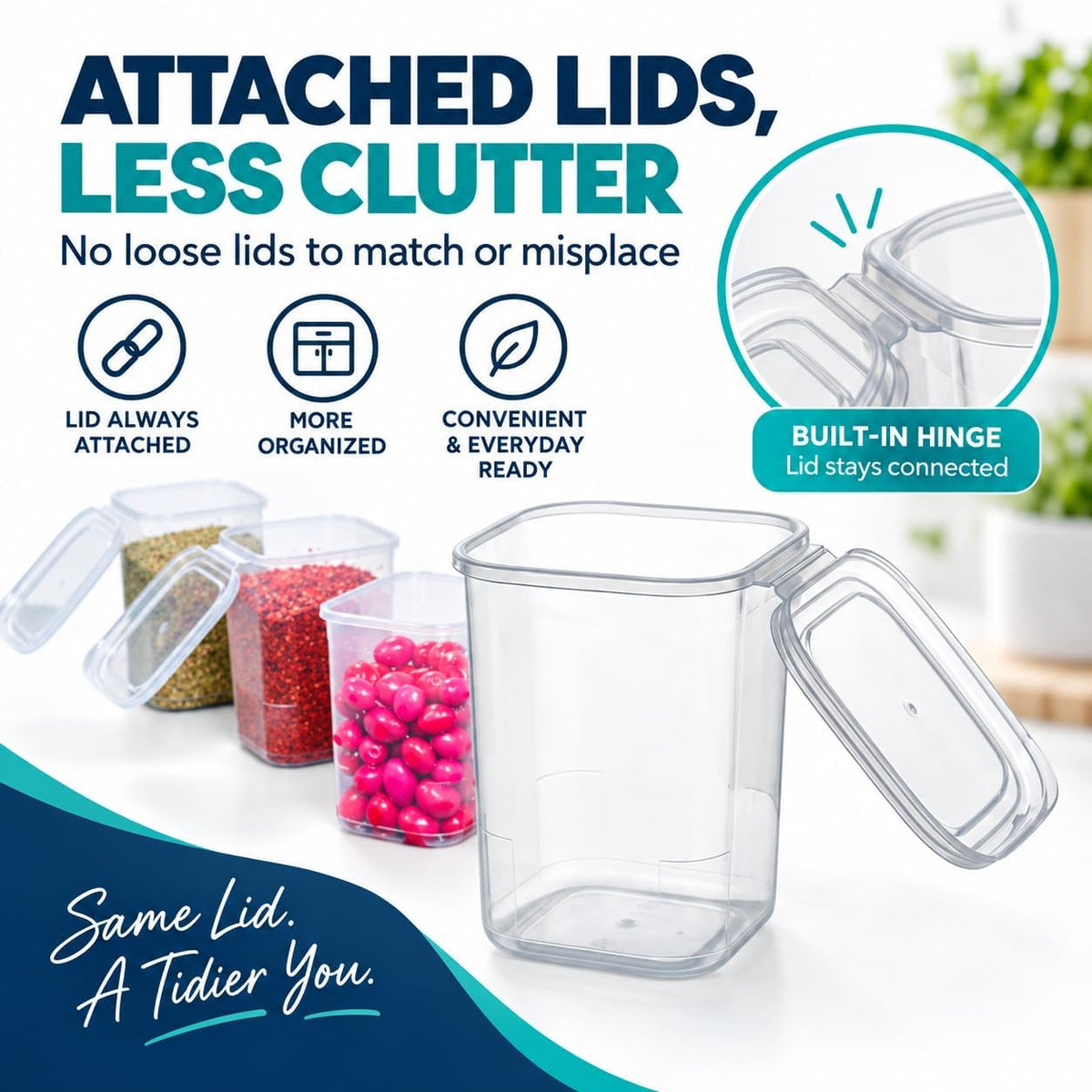 10 Pack 39 Oz Small Food Storage Containers with Attached Lids